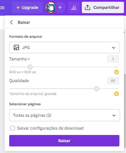 rede display imagem canvas exportar