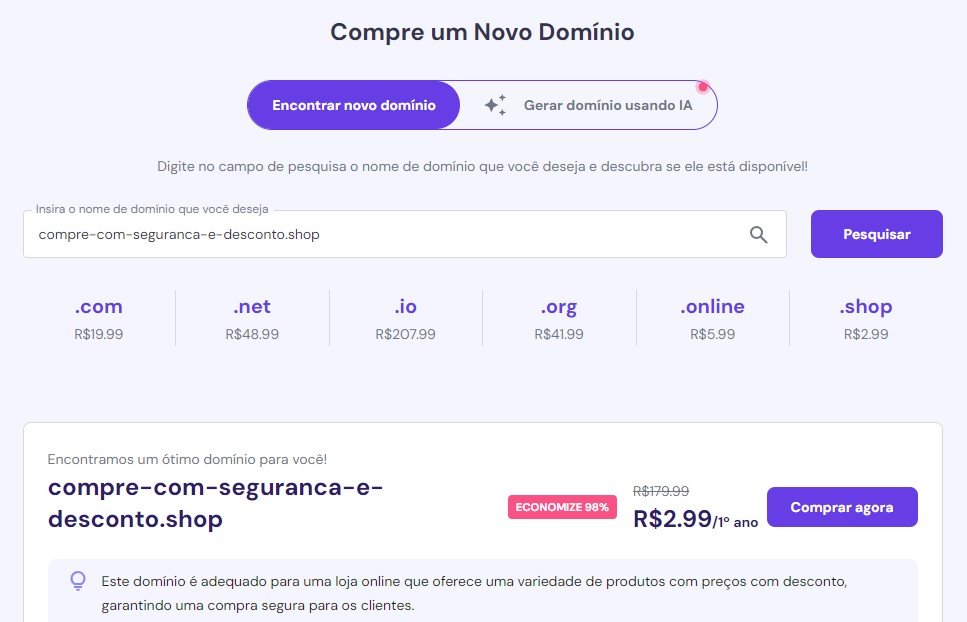 hostinger comprar domínios