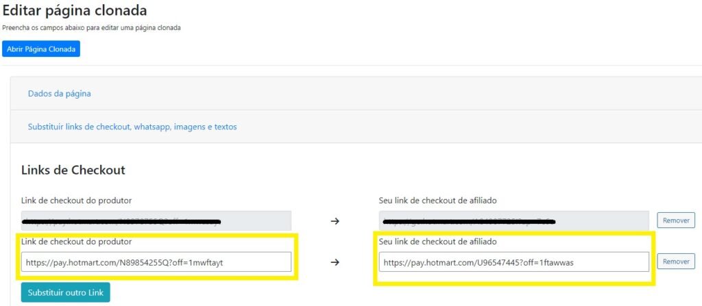 superlinks substituir link de checkout