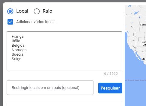 google ads pesquisa por paises