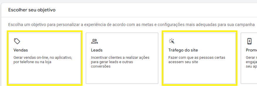 objetivo da campanha google ads