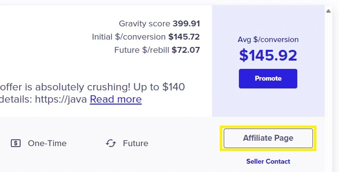 clickbank página de afiliados