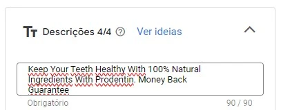 google ads descrições de anúncios