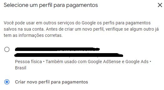 criar perfil de pagamento