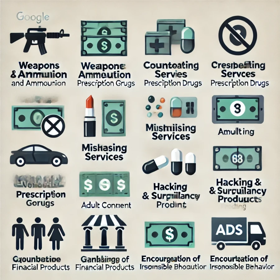 produtos e serviços proibidos no google ads