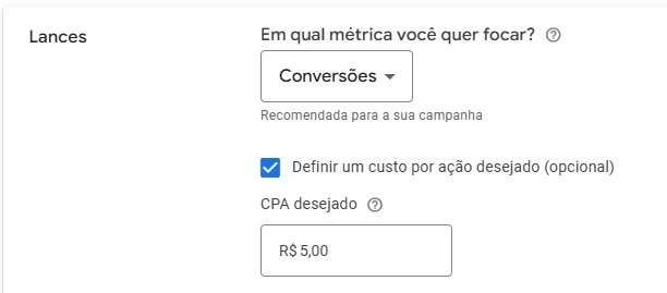 google ads estratégia de lances cpa