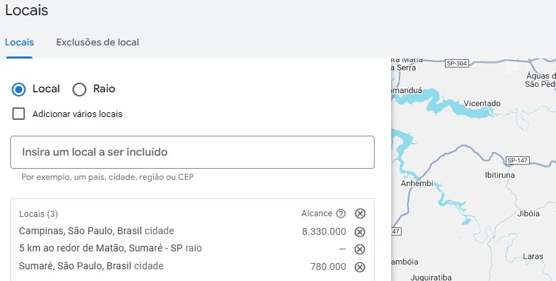 google ads campanha local