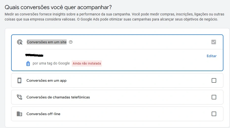 google ads meta de conversão