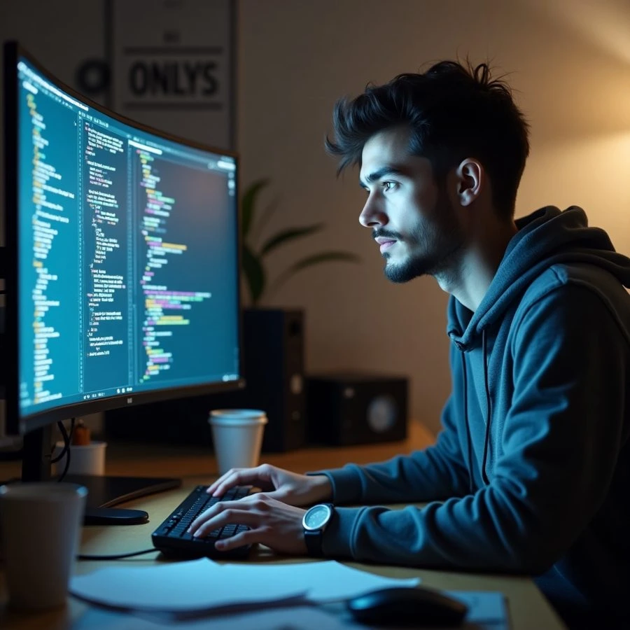 homem desenvolvendo um site