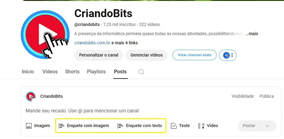 enquetes no youtube
