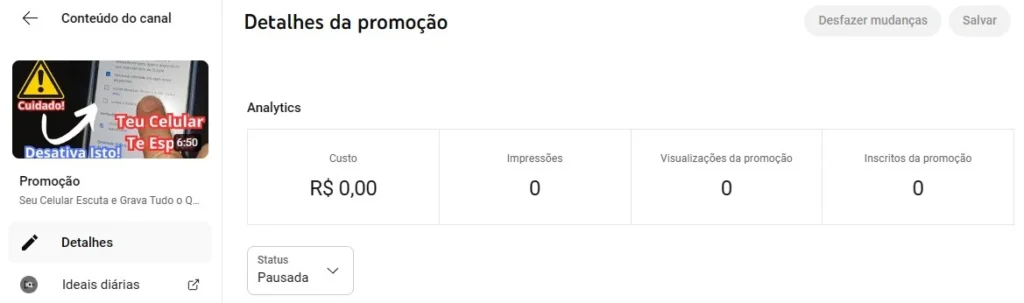 impulsionamento de vídeos do youtube