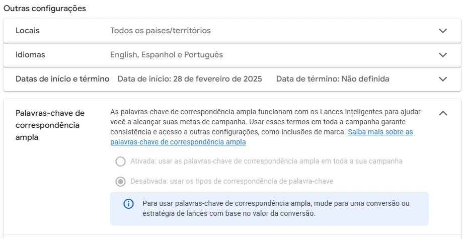 google ads correspondência ampla de campanhas